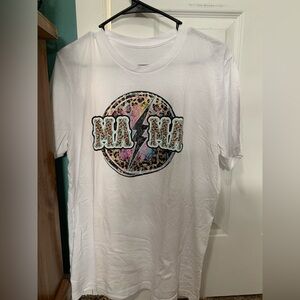 White Graphic T-Shirt with Leopard Print Design